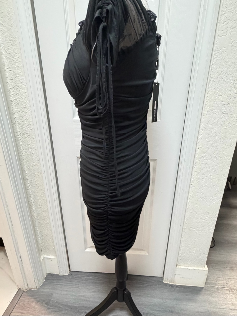 ✨ Fashion Nova Ariel Mesh Mini Dress Black - Size L (NWT) ✨ - Picture 9 of 12